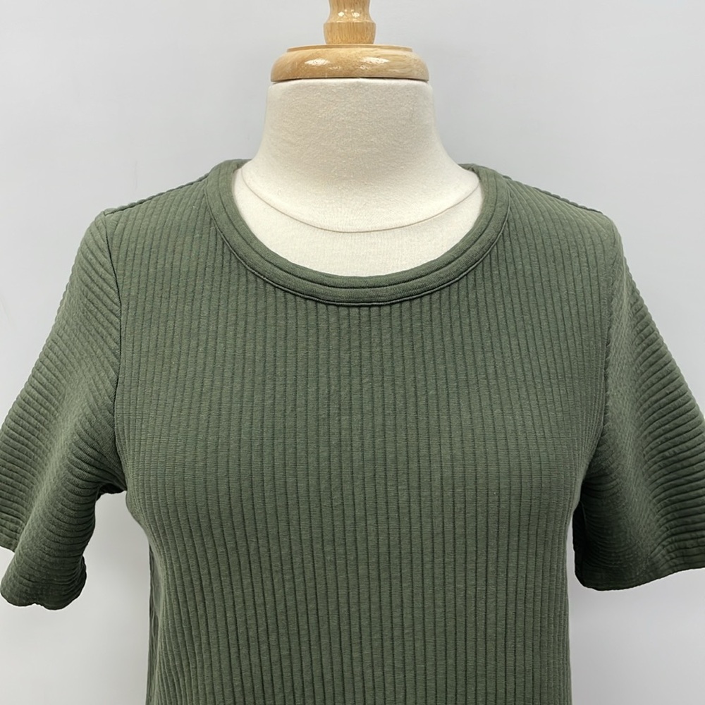 Boden Hattie Ribbed Knit Crewneck Short Sleeve Relaxed Shirt Green 12 - Picture 2 of 8